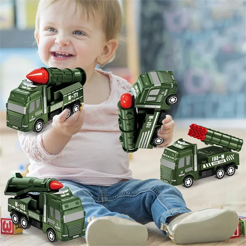 4 pièces tirer vers l'arrière voiture inertie modèles de voiture militaire Simulation véhicule d'ingénierie garçons jouets enfants cadeau voitures éducatives enfants