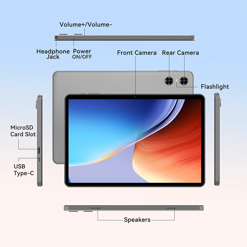 SVITOO 10.1 inch Tablet Android 15 T606 8-core 12GB(4GB+8GB)RAM/128GB ROM 1280×800iPS WIFI 6000mAh Type-C Face Unlock Tablets