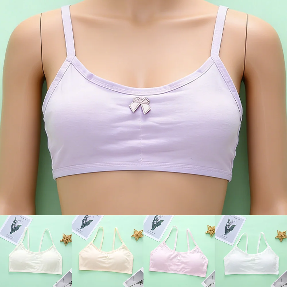 3PCS Kids Cotton Training Bra Girls Seamless Underwear Teenagers Lingerie Soft Comfortable Breathable Tank Top 9-13 Years Old