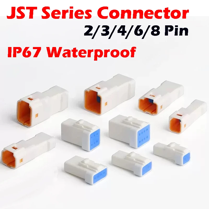 

10PCS JST Series Connector 2/3/4/6/8PIN IP67 Waterproof Connector 04T-JWPF JST-02T 02R Electrica Automotive Sealed Plug With Pin