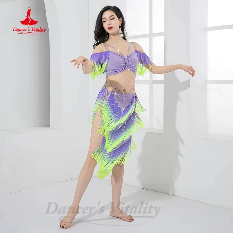 Belly เต้นรําเครื่องแต่งกายสําหรับสตรีเซ็กซี่พู่ชุดผู้ใหญ่ Oriental Dance Professional ฝึกเสื้อผ้า