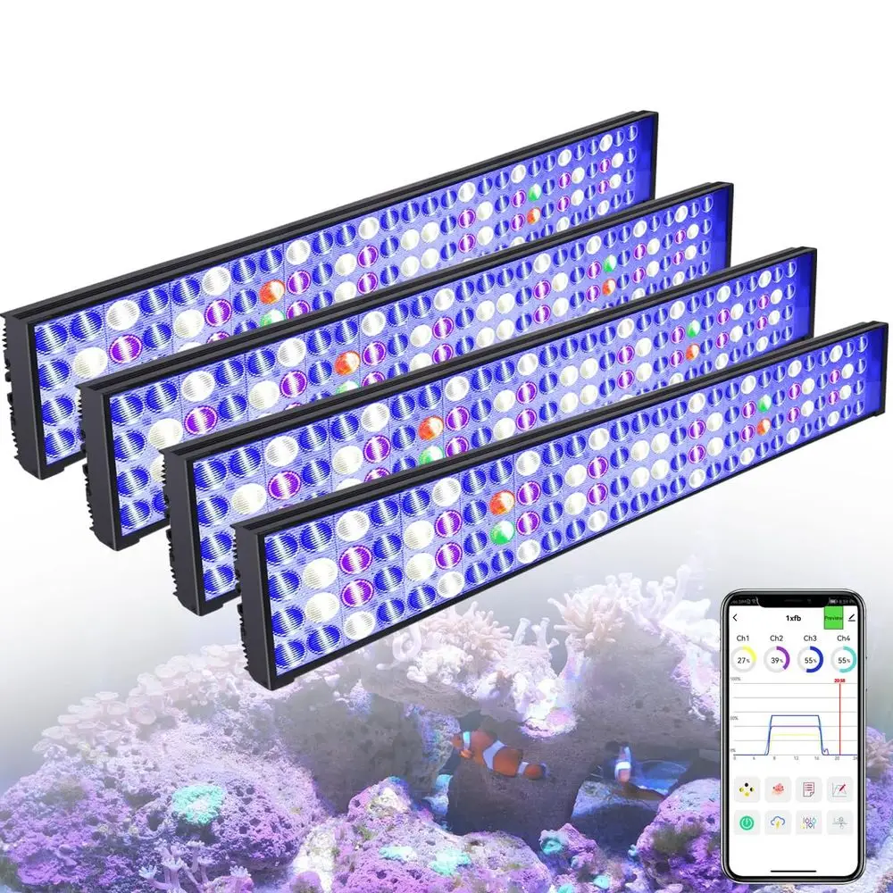 

4xH75 Reef Marine Aquarium Led Lighting Aquarium Plant Light Reef Lighting for 6078x30 Tank with Smart Controller 4 Lamp with H