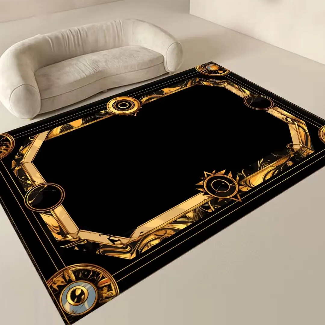 European Luxury Carpet for Living Room Gold Frame Decoration Home Sofa Table Area Rug Non-slip Washable Bedroom Bedside Foot Mat image 3