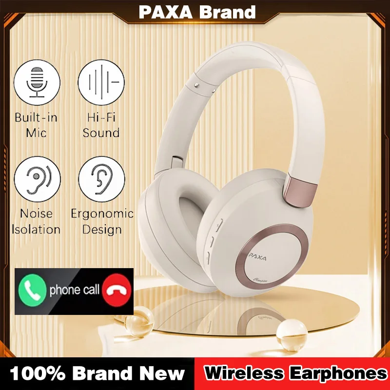

PAXA Наушники Bluetooth с креплением на голову ANC Накладные наушники 42 дБ ANC Bluetooth 5,2 40 мм Динамический драйвер Срок службы батареи 60 часов
