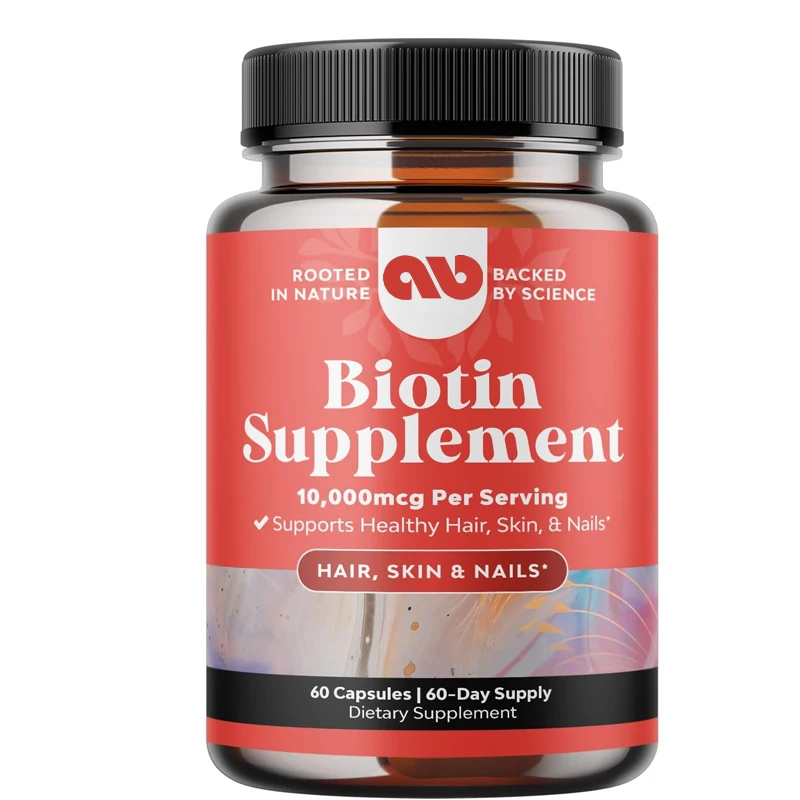 10000 mcg pure biotin - suitable for shiny and dense hair growth - obtains transparent skin and strong nails