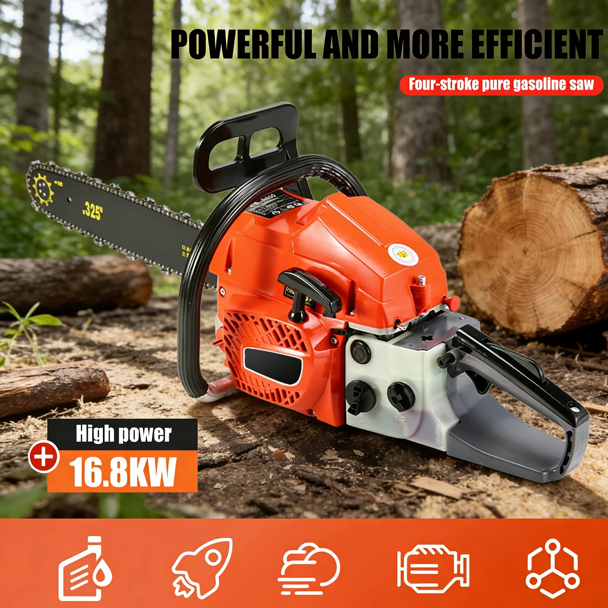 

4 Stroke Petrol Chainsaw High Power 16800W Cutting Saw Gas Chain Saw 18000RPM Wood Cutting Saw Handheld Felling Saw Tree Saw
