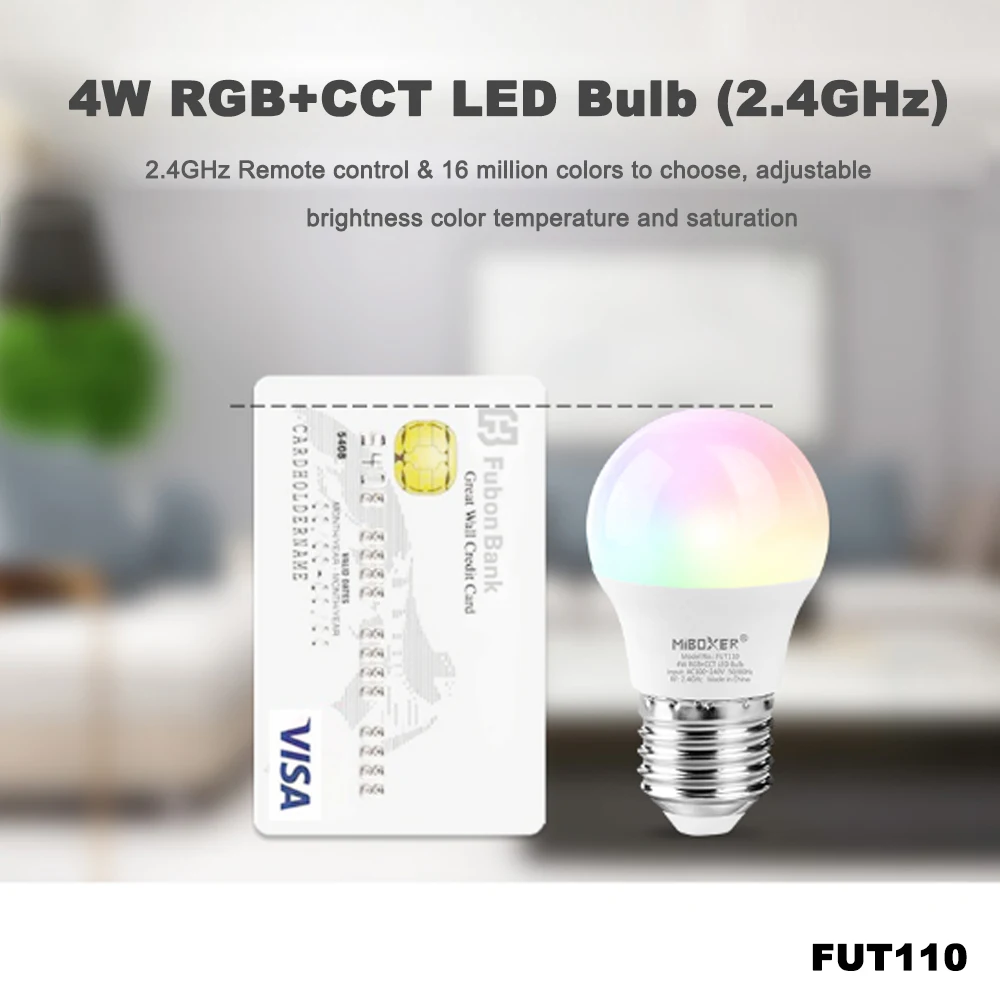 

Miboxer FUT110 AC100-240V E27 Mini Smart 2,4G TUYA 4 Вт RGBCCT Цветовая температура/яркость Регулируемое приложение Голосовое управление Светодиодная лампа