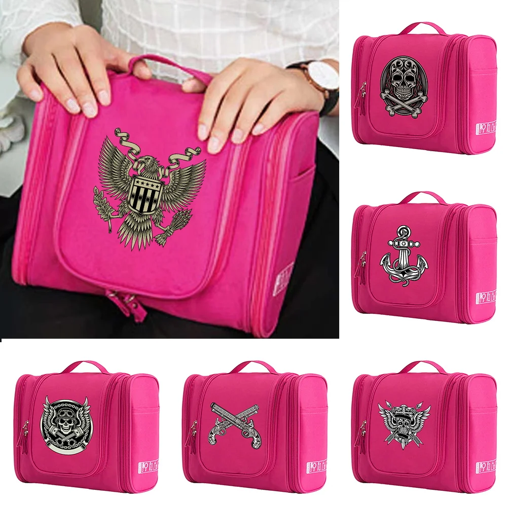 

Hand Bag Make Up Case MakeUp Bag Cosmetic Bags Wash Pouch 2026 New Women Hook Up Toiletry Accessory Organizer Skull Print Travel