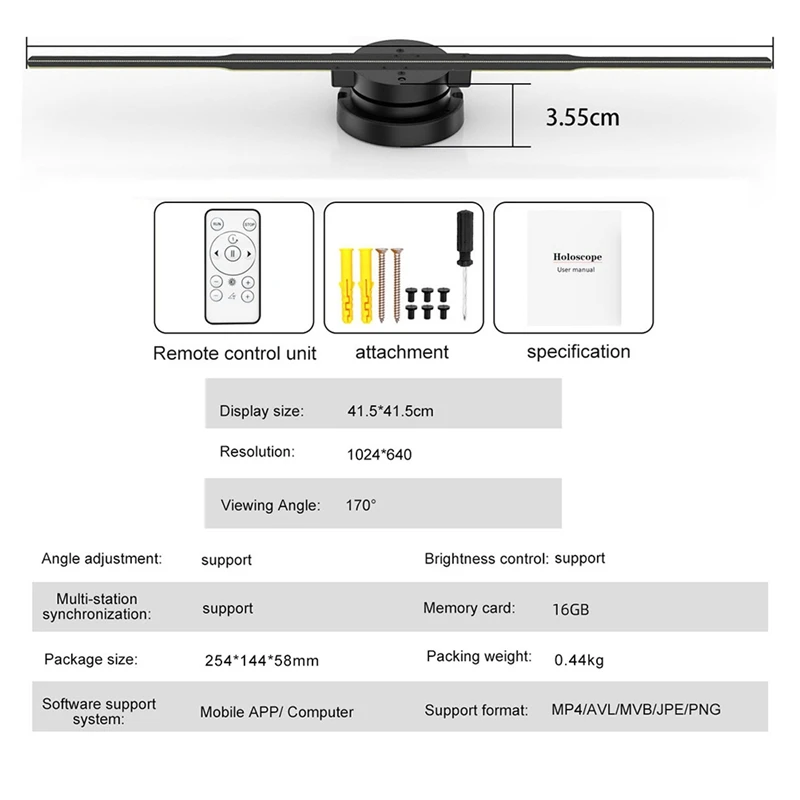 PD42 Proyector de holograma 3D Máquina de publicidad montada en la pared 244 piezas LED, visualización de publicidad de visual HD enchufe del Reino Unido