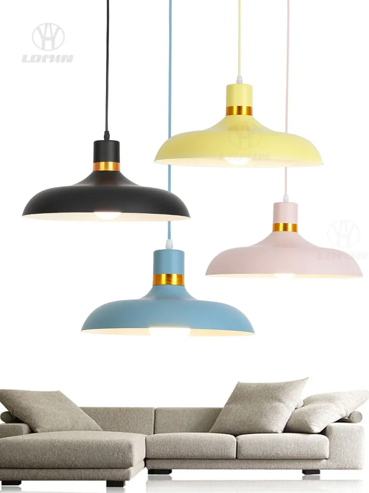 

Nordic Macaron LED Pendant Light Matte Finish Aluminium Ceiling Fixture for Office Restaurant Cafe Spaces Household Decor