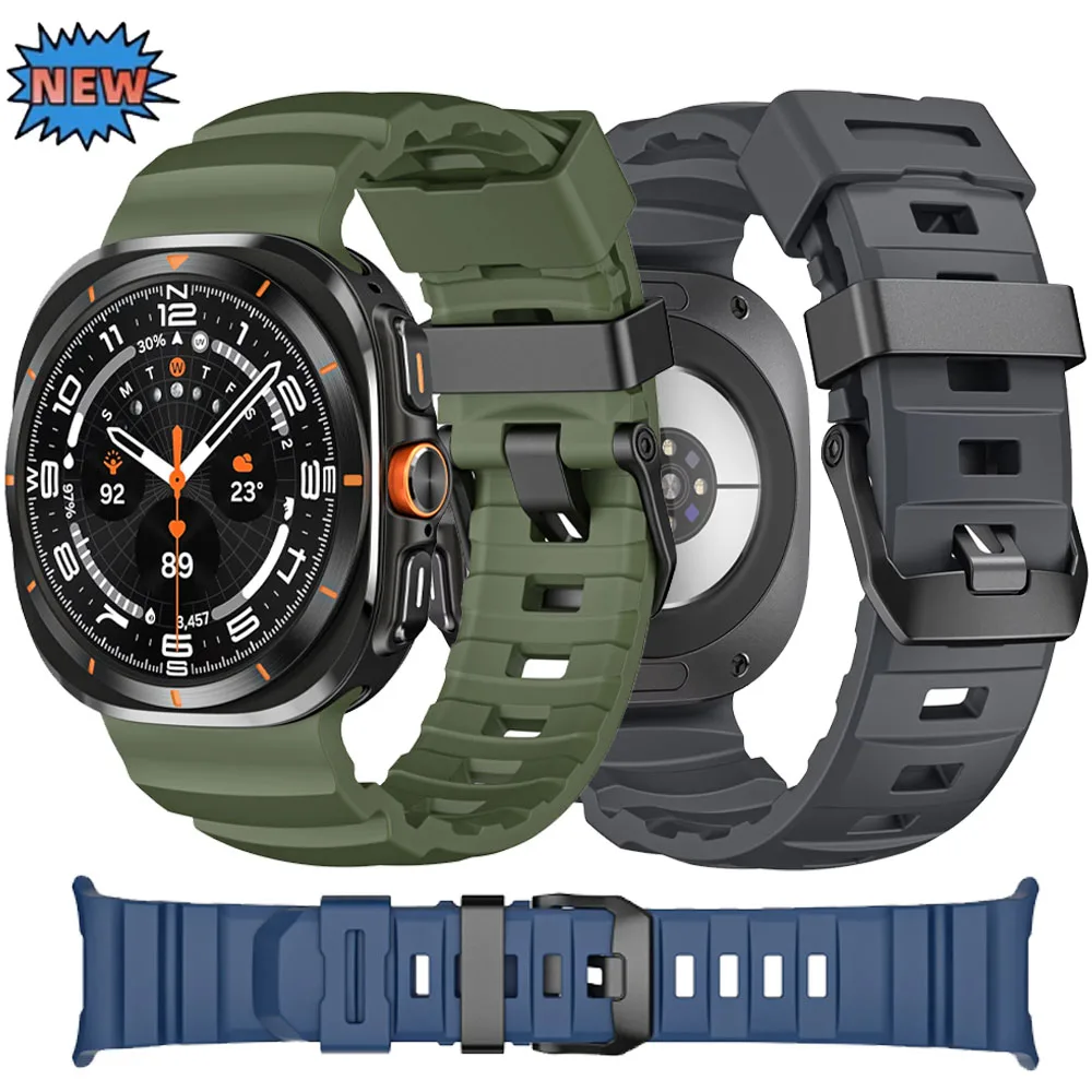 MEN Silicone Band for Samsung Galaxy Ultra Watch 7 47mm Soft Sport Bracelet for Samsung Galaxy Ultra 7 47mm Curved End Wristband
