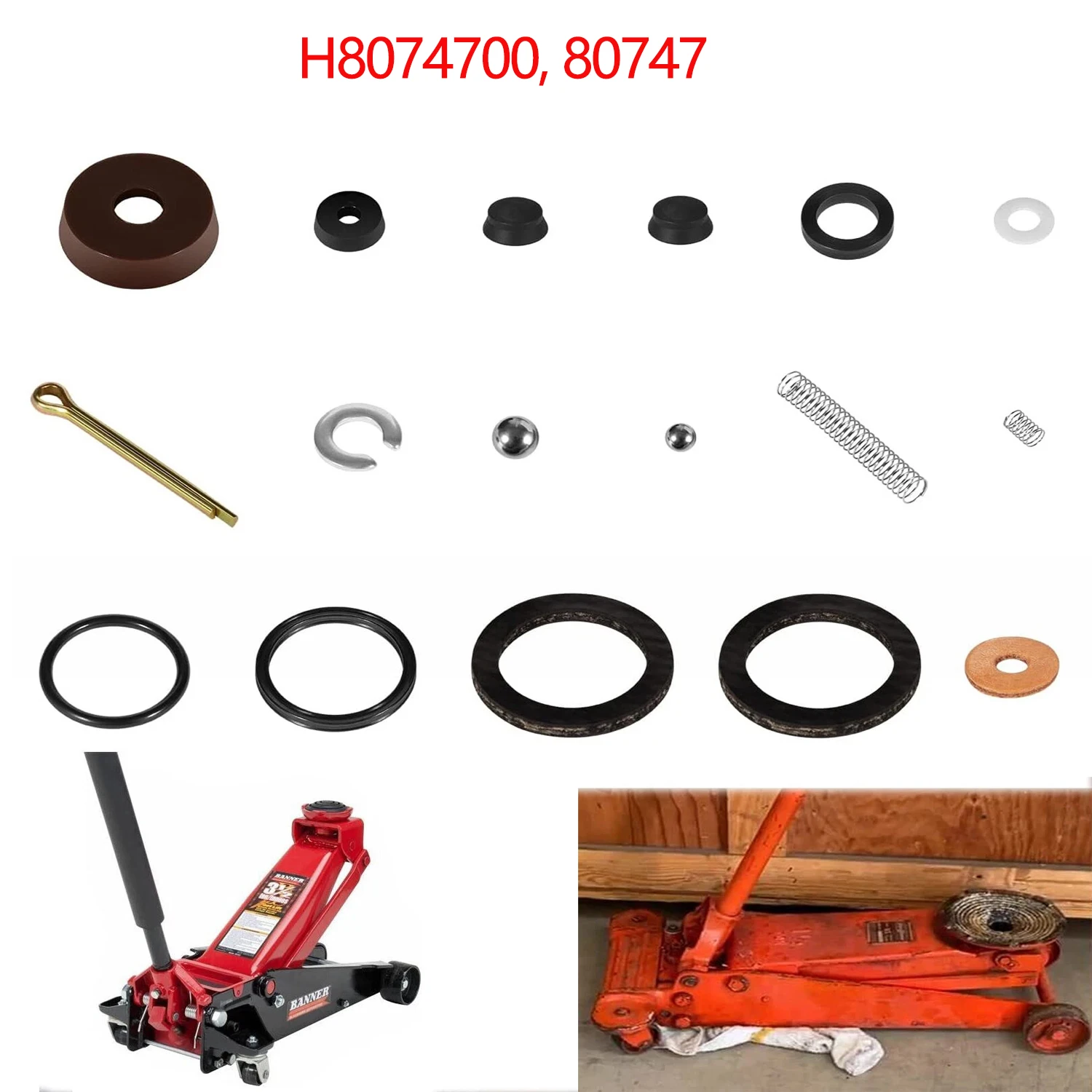 H8074700, 80747 Kit de reconstrucción de reparación de reemplazo de sello para Floor Jack Hein Werner WS modelo 1-1/2 toneladas