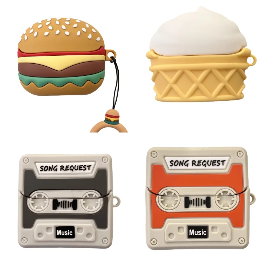 3D Cute Cartoon Hamburger Ice Cream Earphone Protective Cover for Samsung Galaxy Buds 3 Headphone Case for Galaxy Buds 3 Pro