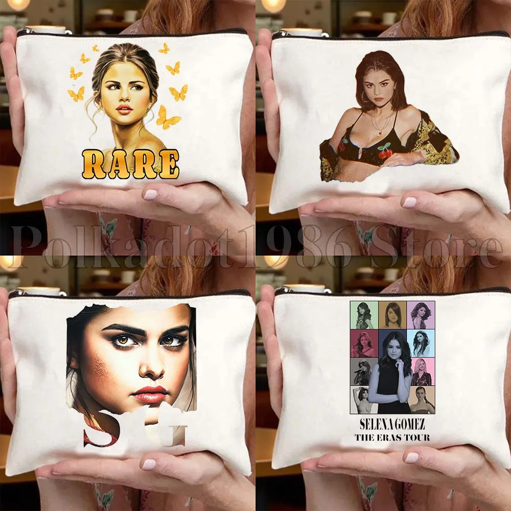 Hermoso retrato raro de Selena, bonitos regalos para fanáticos de la música, bolsa de lona, bolsa de cosméticos de viaje, bolsa de almacenamiento de artículos de tocador de moda para maquillaje para mujer