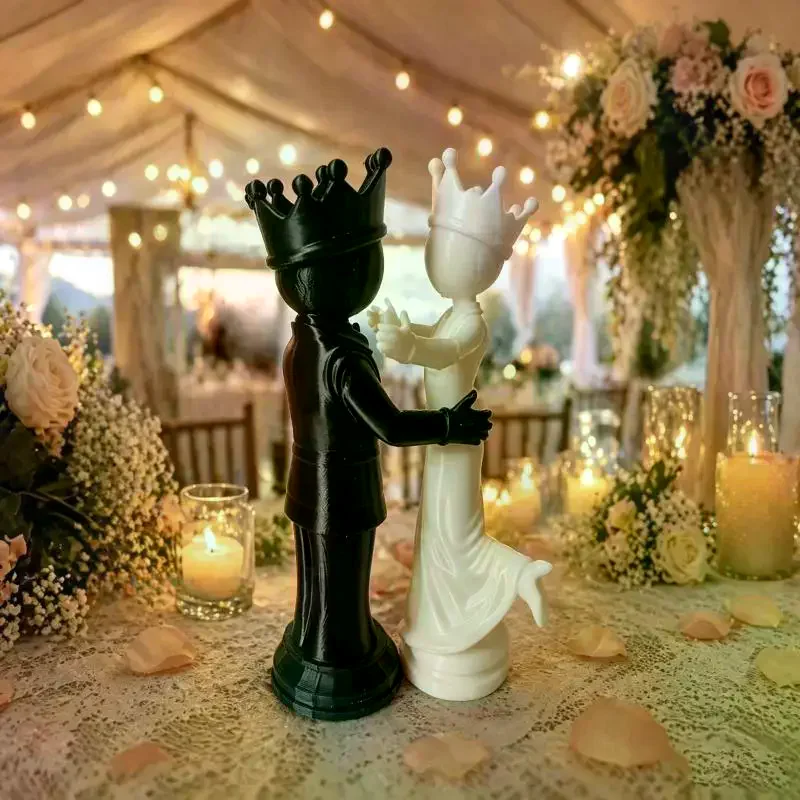 3D Printed Chess King And Queen Statue Home Decor Funny Desktop Ornaments Couple Gift