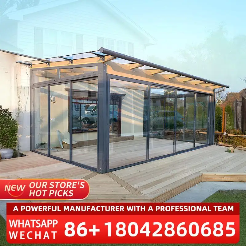 

Double Tempered Glass Sunroom with Skylight Roof Window Aluminium Solarium Ideal for Garden Patio Balcony sunroom