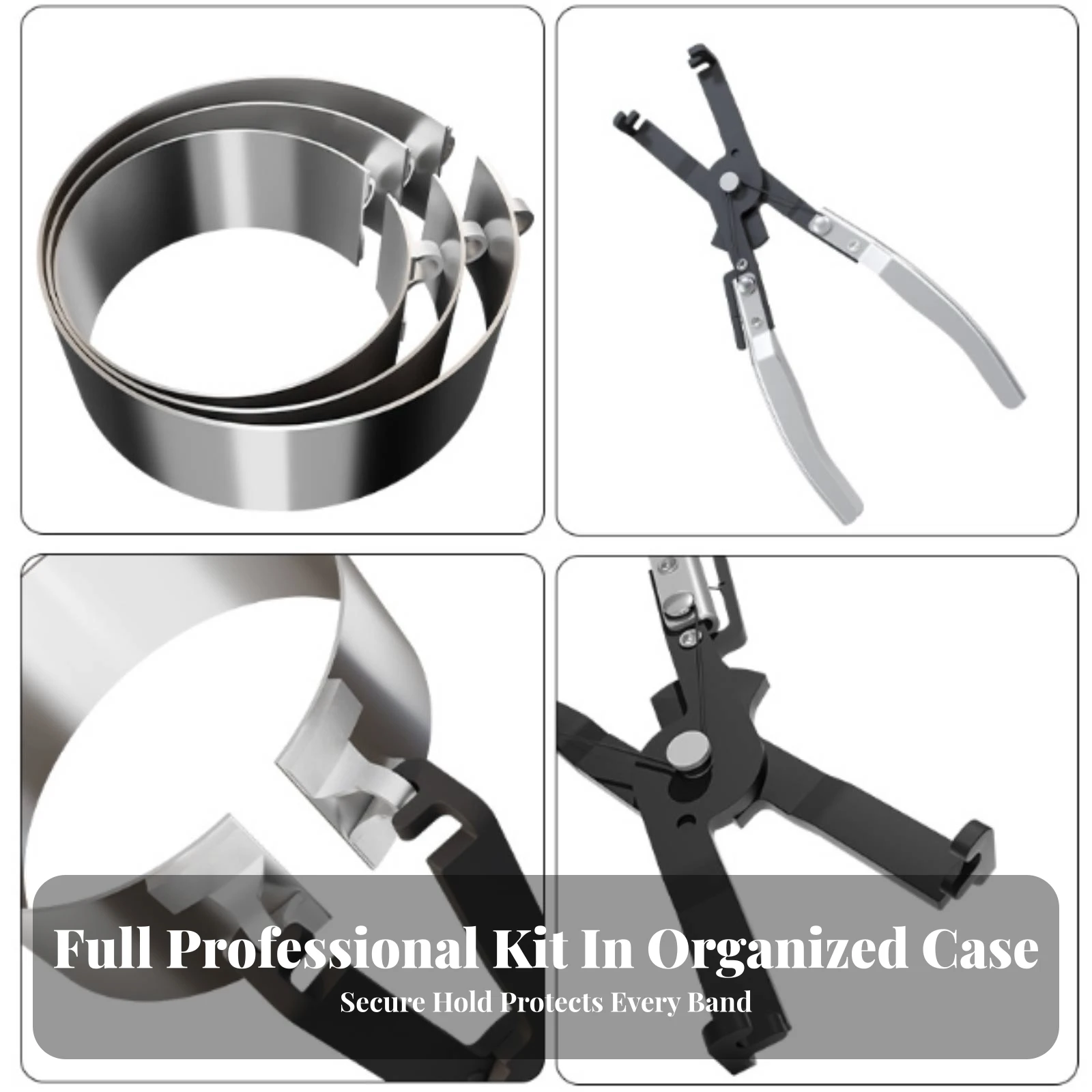 Piston Piston Band Installation Tool Kit Adjustable Piston Piston Band Compressor Set with Pliers Spring-Return Labor-Saving