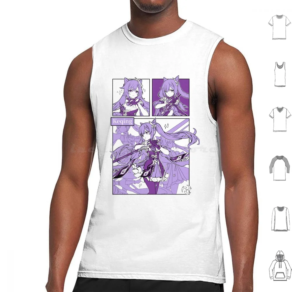 Copia De Keqing Camisetas sin mangas Chaleco Manga sin mangas Keqing Keching Genshin Impact Juegos de anime Genshin Impact Style