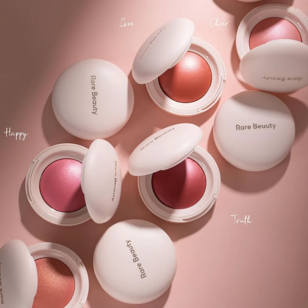 Rubor Líquido Rare Beauty de Larga Duración, Rubor Plump Happy Lucky Love, Maquillaje Cosmético para Mujer, Acabado Dewy, Resistente al Agua, Hidratante para el Rostro