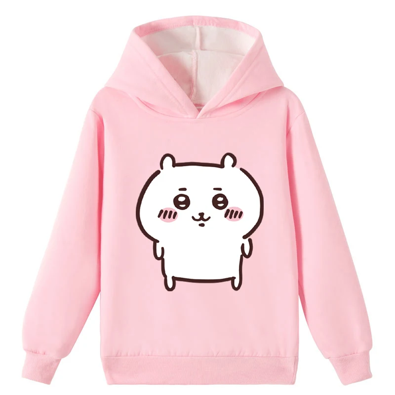 Chiikawa – sweat à capuche doublé polaire, hauts d'hiver à manches longues en coton, sweat-shirt unisexe doux brossé pour enfants de 2 à 14 ans