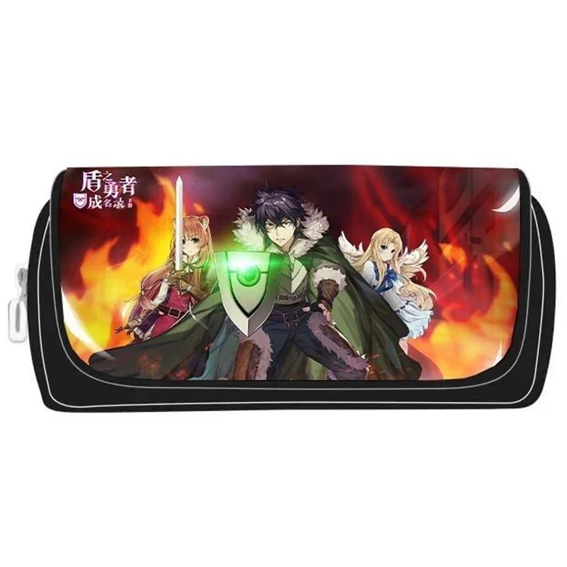 

2 слоя, черный, 20 × 5,5 × 9 см, Tate no Yuusha no Nariagari, пенал в стиле аниме, детский пенал для девочек и мальчиков, школьные принадлежности