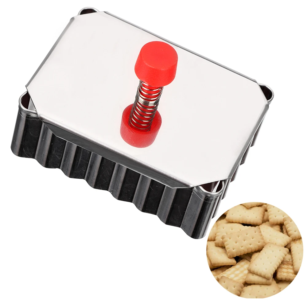 DIY Stainless Steel Square Biscuit Cutter Plunger Cookie Cutter Baking Tools Pastry Decorating Mould Fondant Pressed Cookie Mold