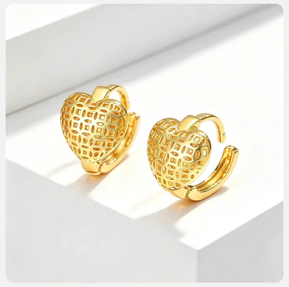 Vnox Minimalistischer Ausgehöhlter Herz-Creolen-Anhänger Halskette Klassischer Vergoldeter Brautschmuck für Hochzeiten – Detail 5