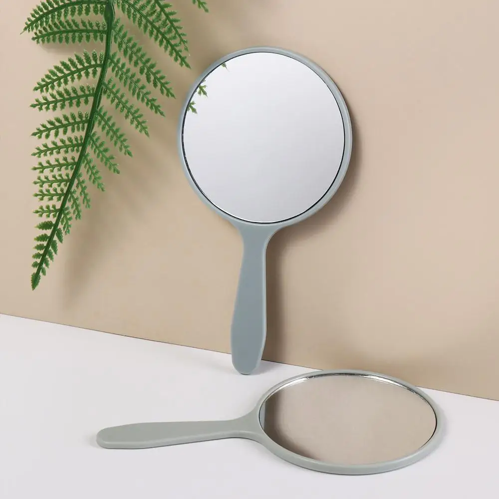 Durable DIY Makeup Mirror Handheld With Handle Round Handheld Mirror Small Anti-fall Portable Mirror Bedroom