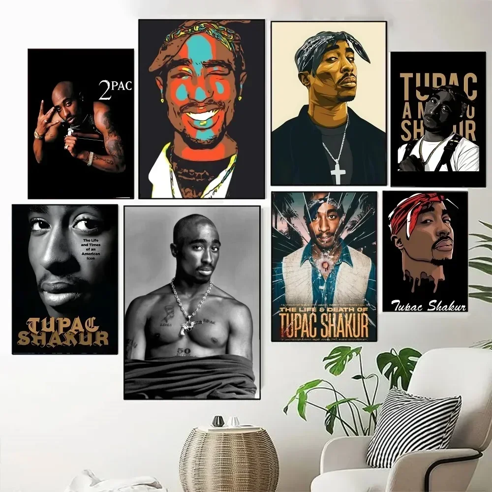 Rapper Tupac Shakur 2pac  Poster Fancy Wall Sticker for Living Room Bar Vintage Decorative Painting Middle