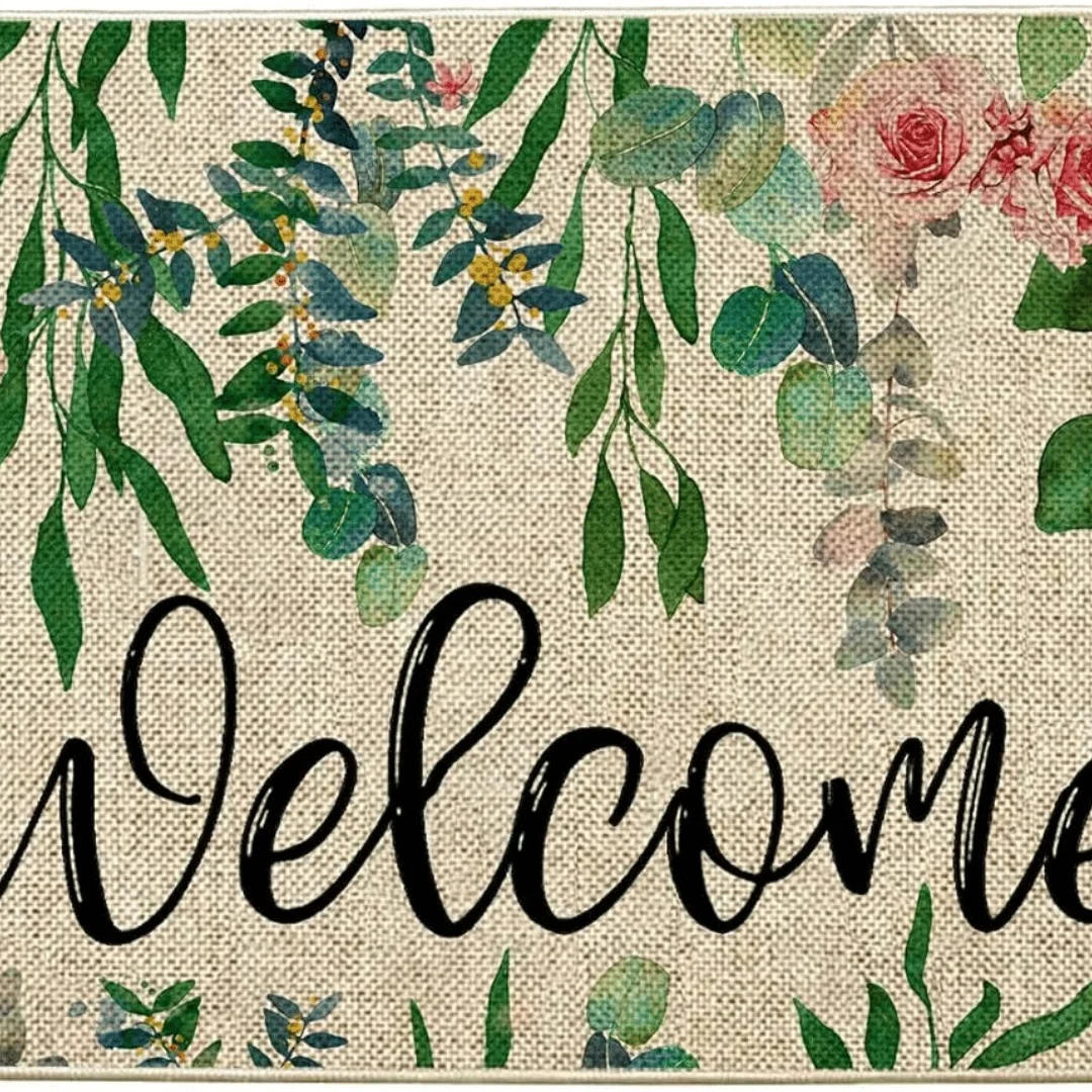 Welcome Black Cat Coir Door Mat Cute Hidden Kitten Print Indoor Outdoor Front Entryway Doormat Home Entrance Decor Rug