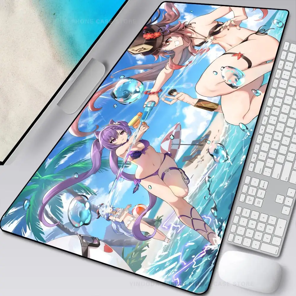 

Anime Genshin Impact Mousepad Mouse Mat Desk Mat with Pad Gaming Accessories Prime Gaming XXL Keyboard Pad Stitch Padding Mat