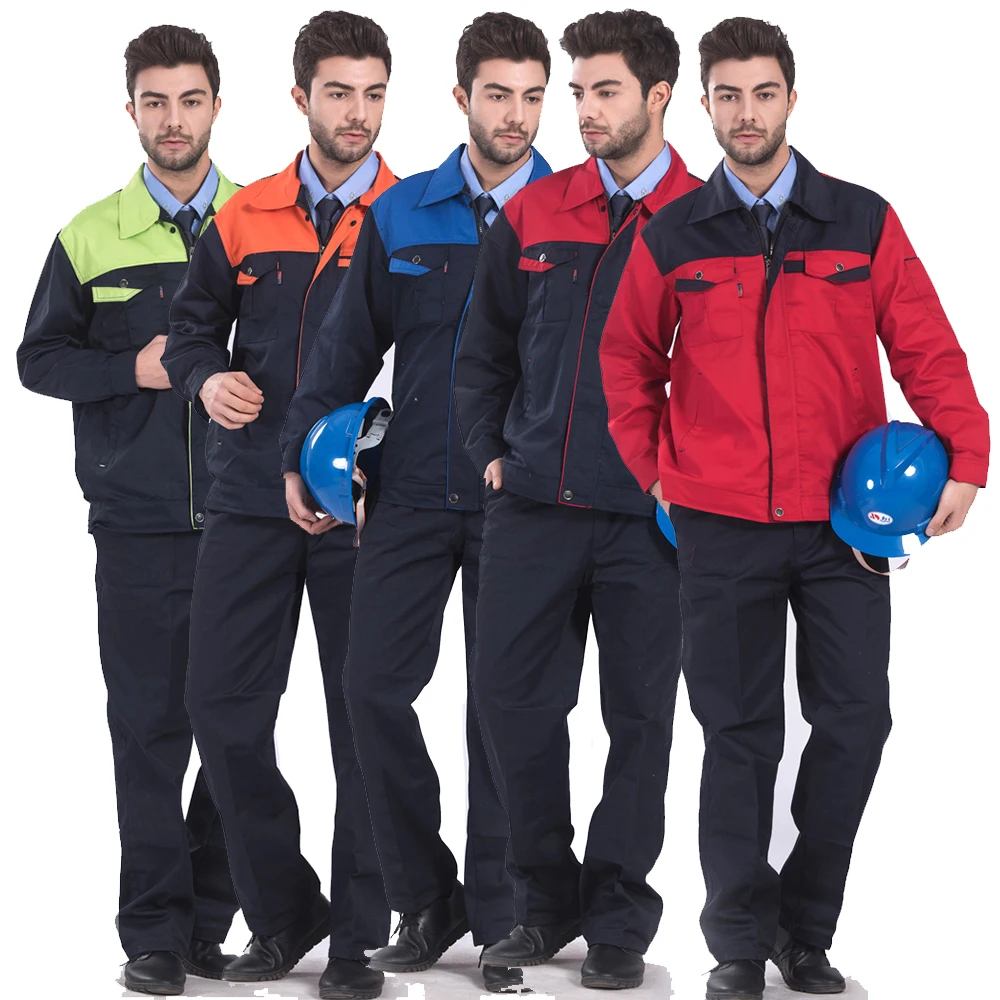 

Breathable Working Clothes Set Men Factory Uniform Workshop Auto Repair Long-sleeved Working Suit Contrast Color