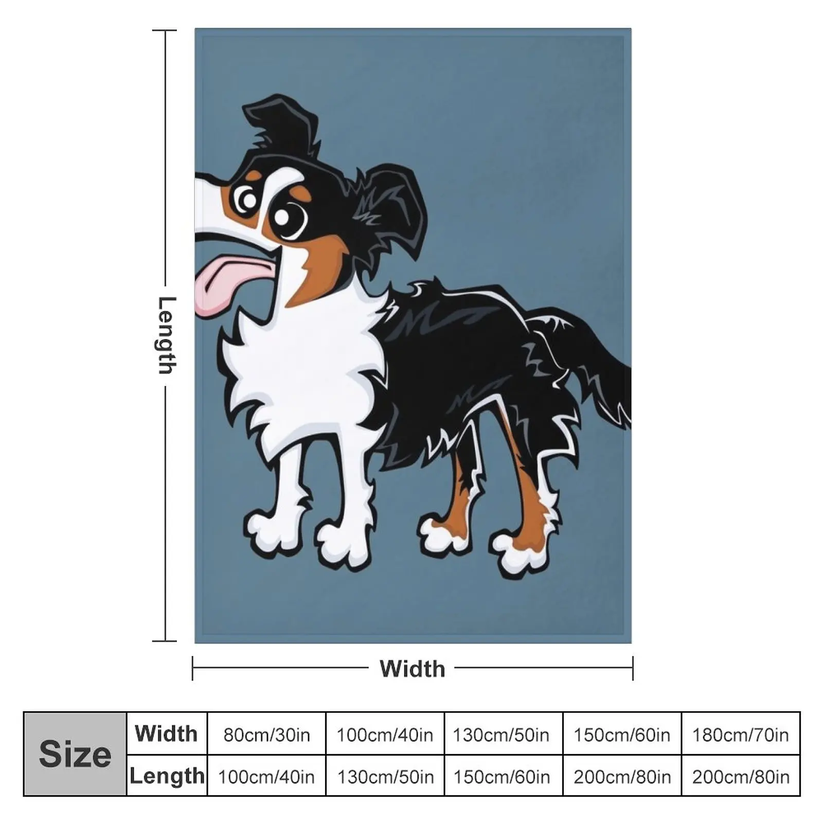 Border Collie - Tricolour (Full Body) BLUE BG Throw Blanket Fluffy Shaggy Blanket Luxury Blanket