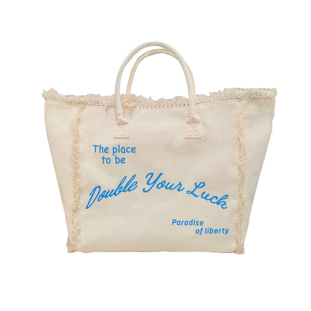 

Women's canvas bag beach large-capacity shoulder commuter bag handmade tassel printed tote bag