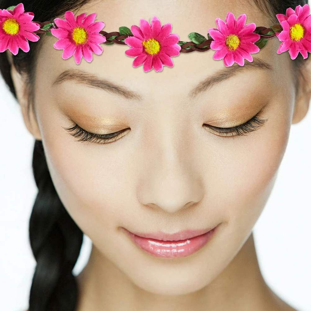

5Pcs Hawaiian Headb Artificial Beach Sunflower Wreath Boho Hair for Flower Hair Accessories Dance Party