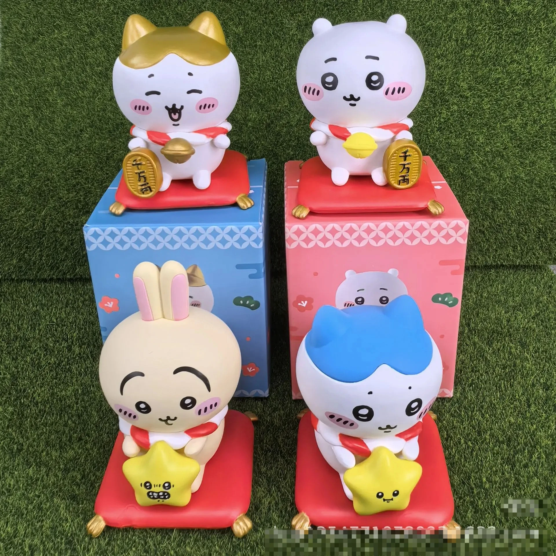 ฟิกเกอร์ชิอิคาวะ อุซากิ ฮาจิวเระ ลัคกี้สตาร์ พร้อมอุปกรณ์เสริมรูปดาวและระฆัง ของเล่นน่ารัก ของสะสม ตกแต่งรูปแมวนำโชค