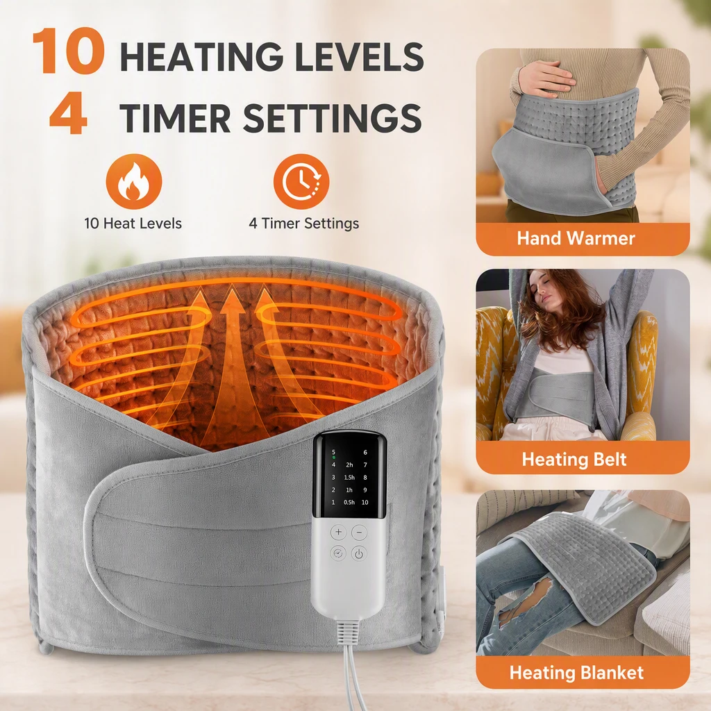 Electric Heating Pad Multifunctional Heating Waist Belt Hand Warmer 10 Levels Heated Blanket For Shoulder Back Uterus Warm Mat