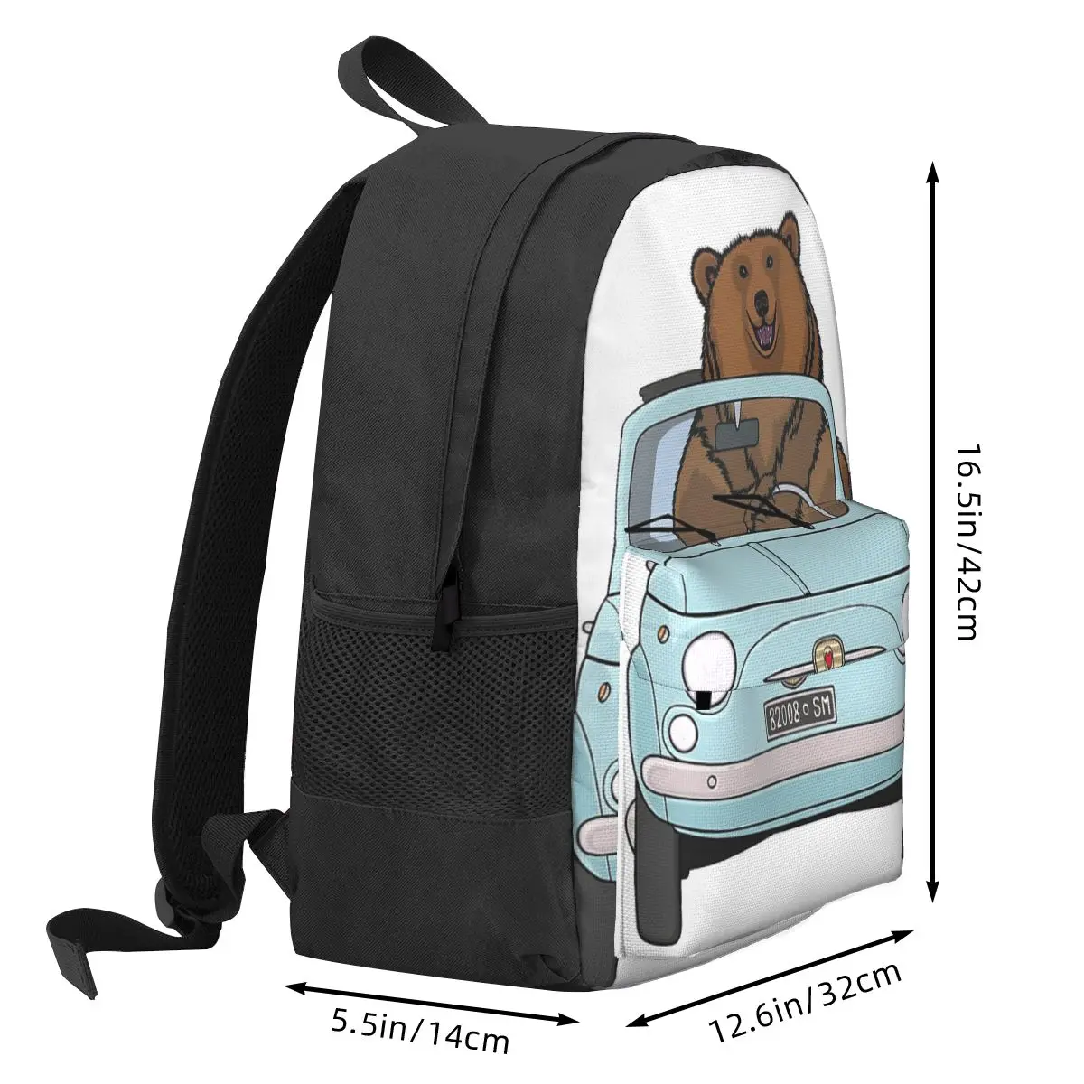 Mochilas Fiat 500 Vintage Bear in a Pale Blue, Bolsas escolares para estudantes, mochila de viagem, bolsa de ombro, mochila para meninos e meninas