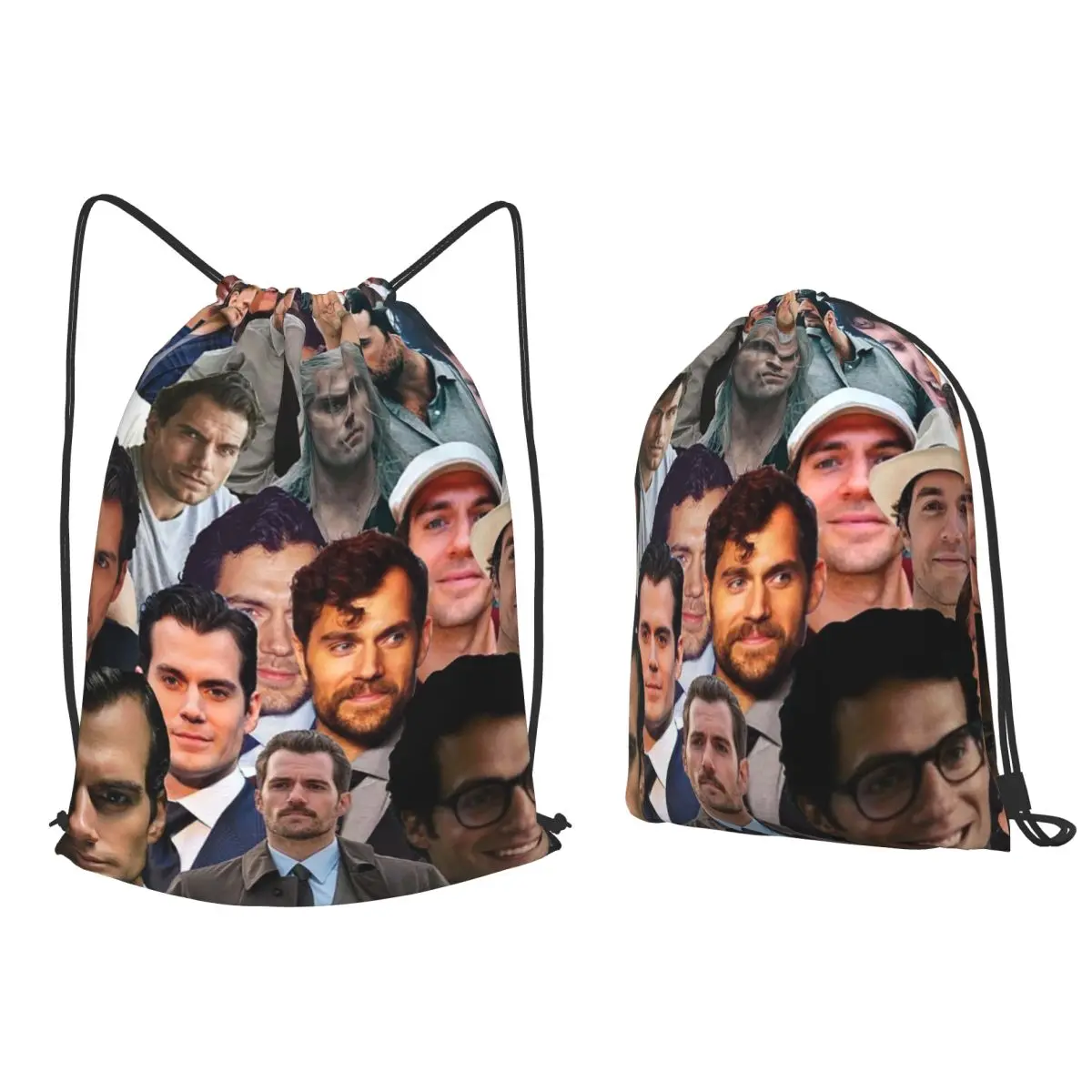 Henry Cavill Photo Collage 1 Backpacks Portable Drawstring Bags Sports Bag Book Bags for Travel Students