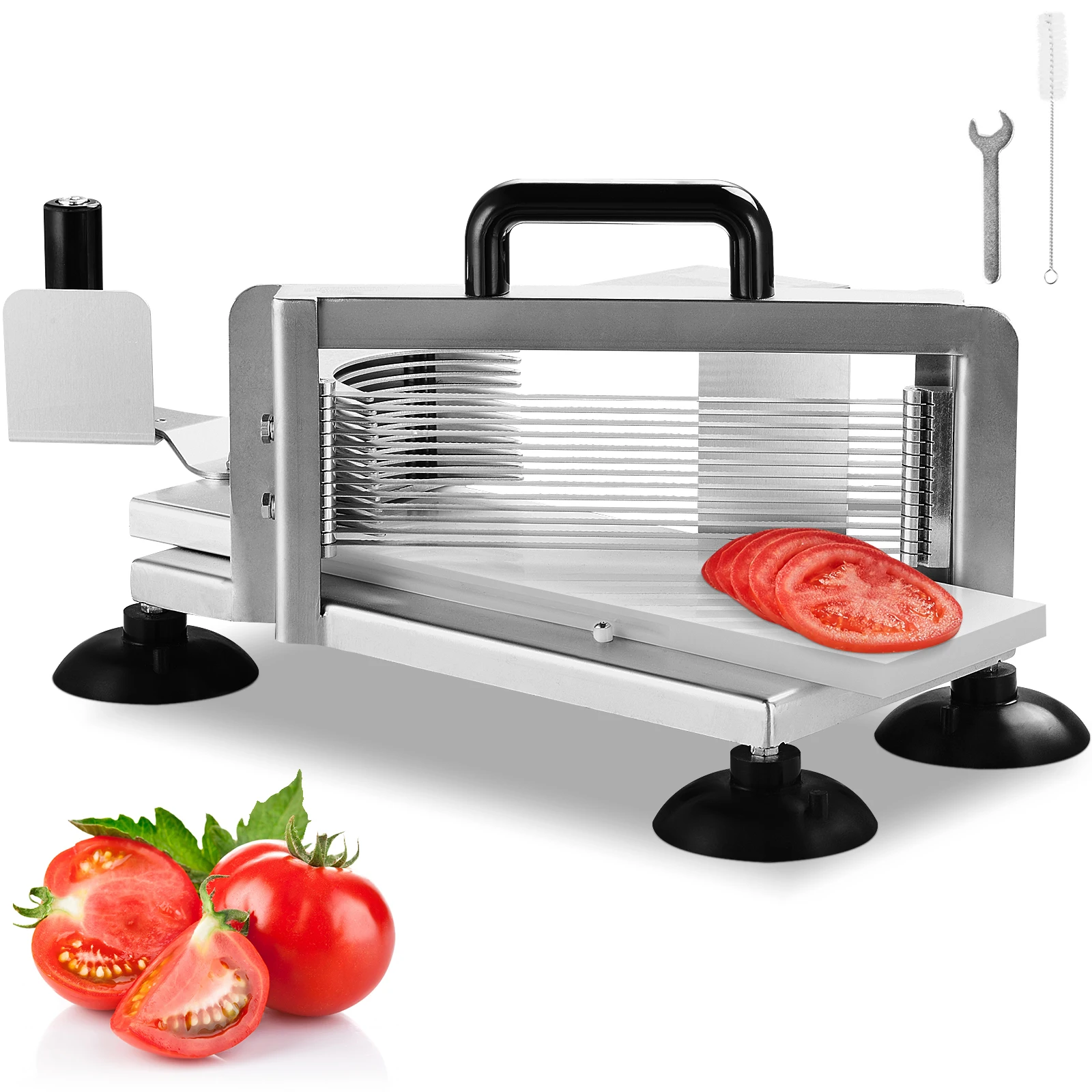 SucceBuy Tomato Slicer 3/16 inch Tomato Cutter Slicer Stainless Steel Heavy Duty Tomato Slicer Machine, Manual Tomato Slicer