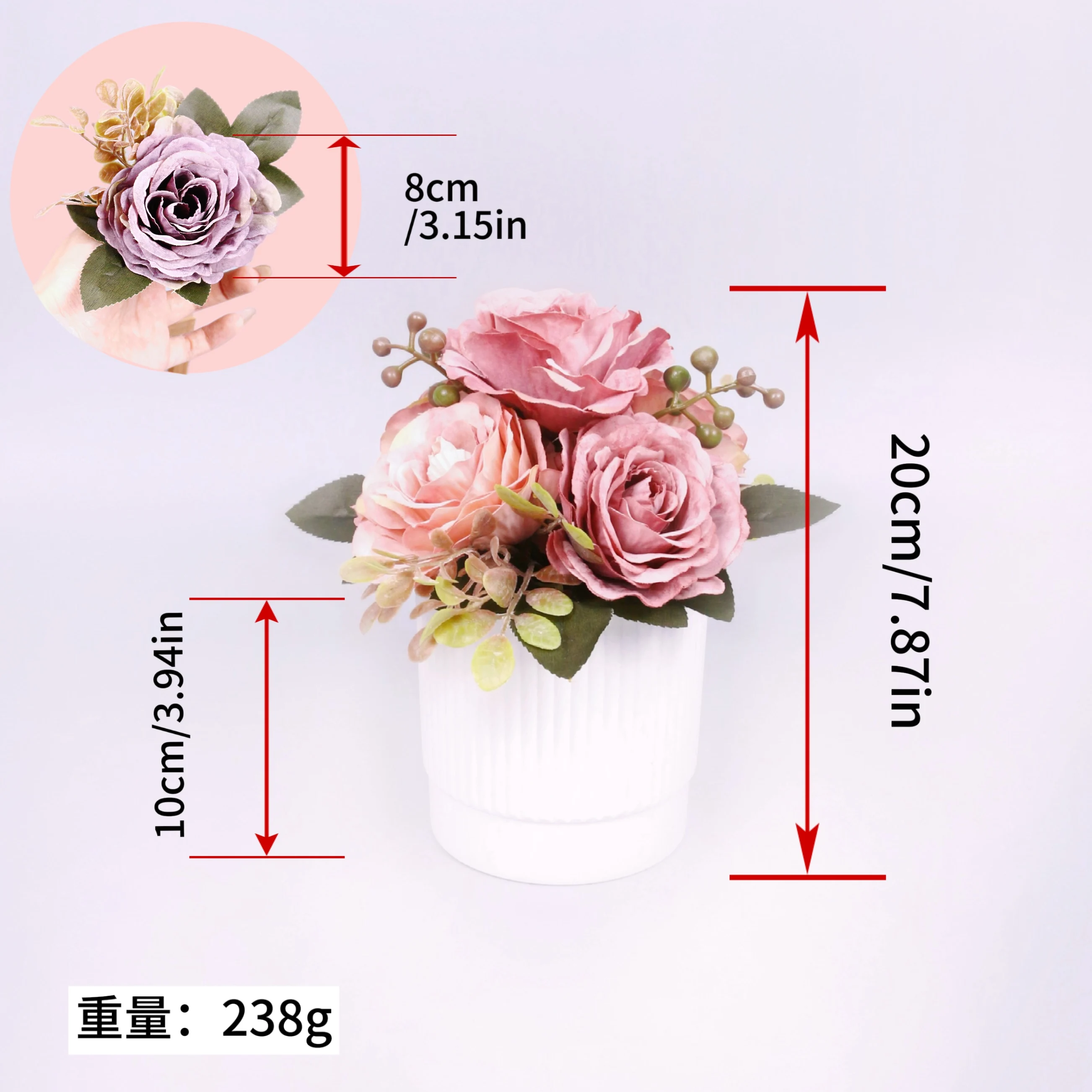 

Artificial flower pot for planting roses, suitable for home floral decoration and party decoration