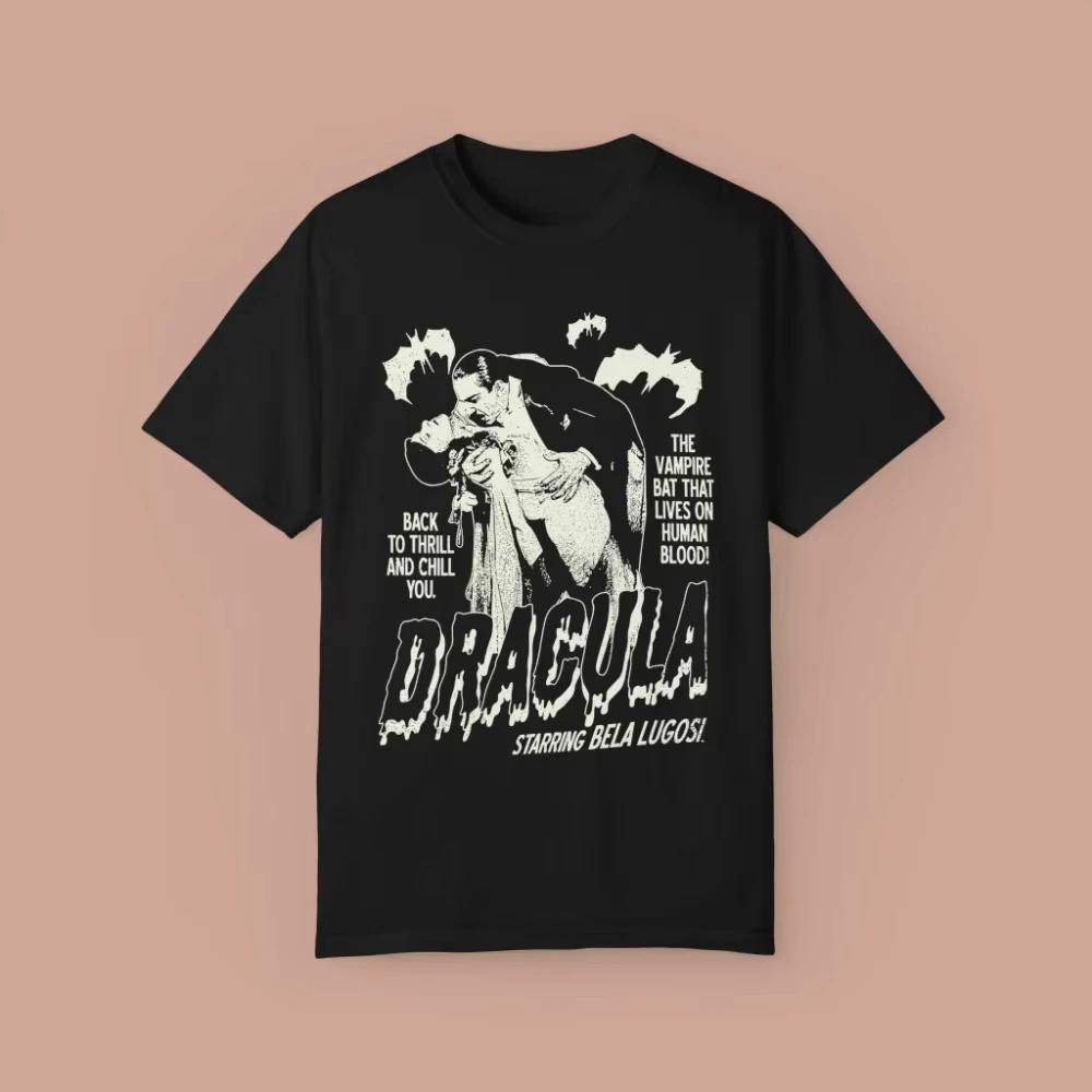 Vintage Dracula Halloween Classic Horror T-shirt Clothing Graphic Short Sleeve Shirt Unisex Men Women All-Season