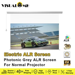 Hot Electric Drop Down Projection Screen Motorized Wall Mount 120inch Photonic Grey ALR Screen 16:9 4K Projection with Floating