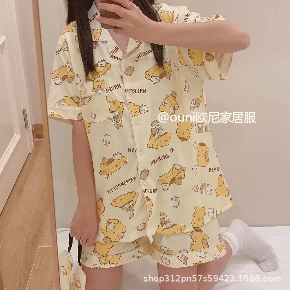 Ins Kawaii Cinnamoroll pajamas women\'s summer 2022 new mymelody Kuromi short-sleeved thin section cute Sanrio home clothes Gift