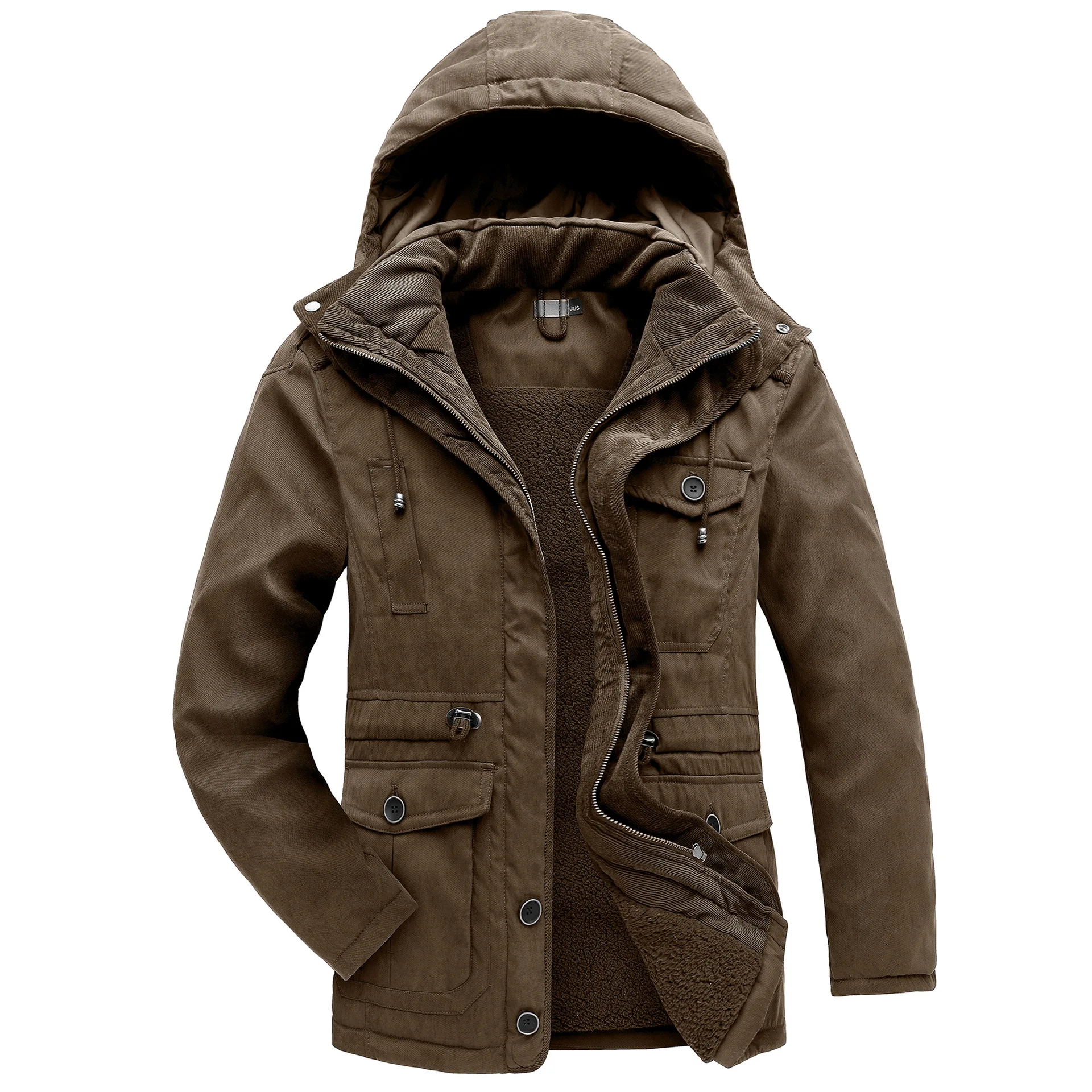 Parkas de invierno para hombre, prendas de vestir exteriores informales, ropa de trabajo cálida con capucha, chaqueta con capucha, Parkas, abrigo con múltiples bolsillos, abrigos holgados, talla estadounidense