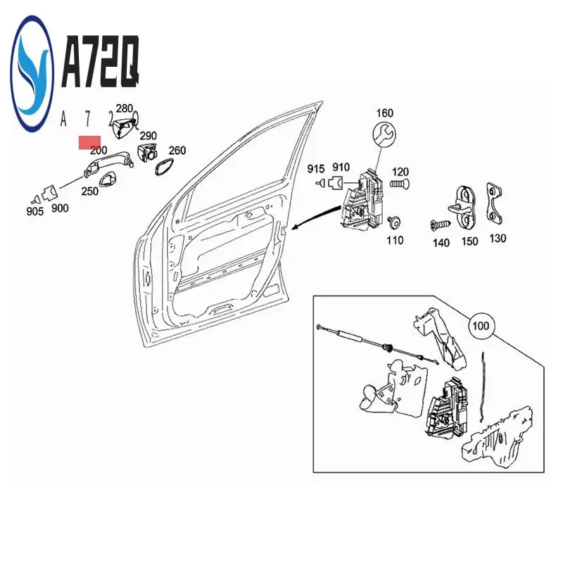 

A72Q-Car Door Handle Door Handle Exterior Door Handle For Benz W164 ML500 ML300 X164 GL450 A1647600470 Front/Rear Right