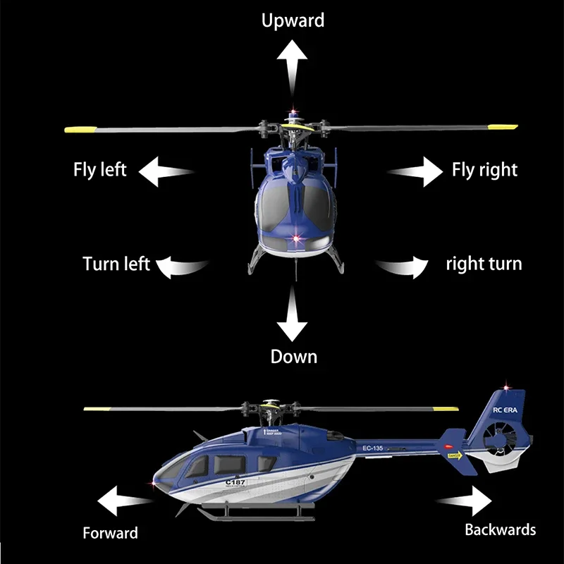 Gorący C187 EC135 helikopter RC 2.4Ghz 4CH 6-osiowy żyroskopowy pilot zdalnego sterowania Model samolotu RTF prezent dla dzieci bez latarki