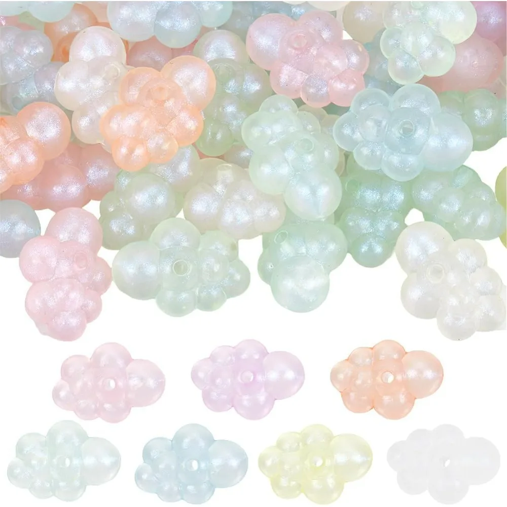 

60Pcs Acrylic Cloud Beads Beadable Pens Bead Bulk Random Mixed Color Glow in The Dark Cartoon Clouds Shaped Loose Spacer