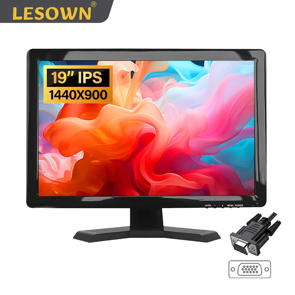 

LESOWN 19 Inch Touchscreen Video Monitoring Industrial Grade Display 1440x900 IPS 16:10 300cd/m2 for PC CCTV Security Camera