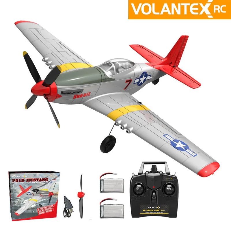 Volantex 768-1 P51D MUSTANG 750mm 75CM Wingspan EPO 2.4GHz 4CH Brushless Airplane with 6-Axis Stabilizer System RC Plane RTF